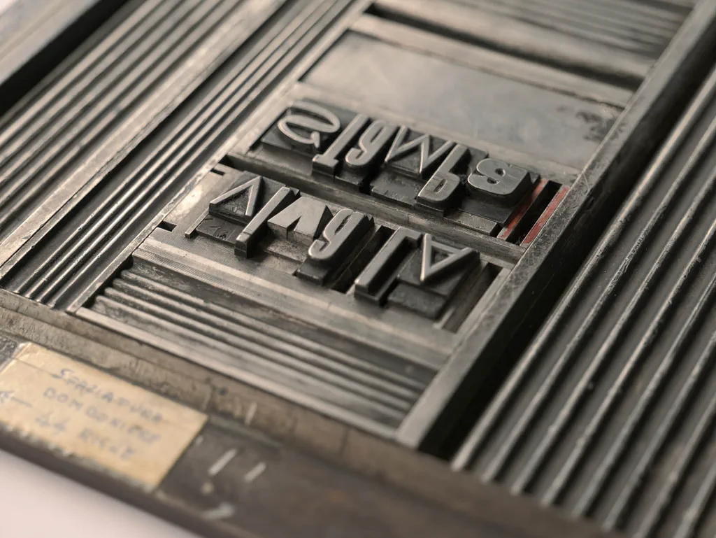 Letterpress forme with metal type set in reverse