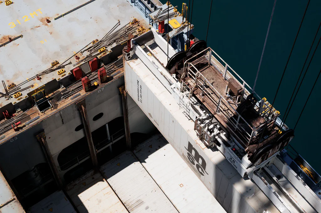 Open hold of a ship seen from above during loading
