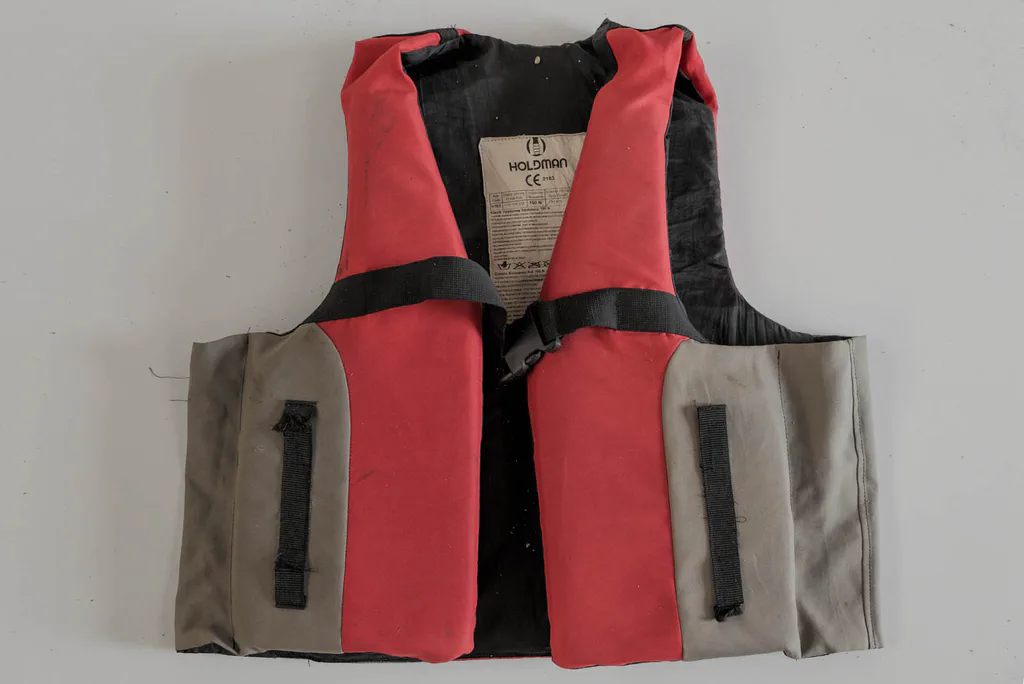 Red and grey life jacket